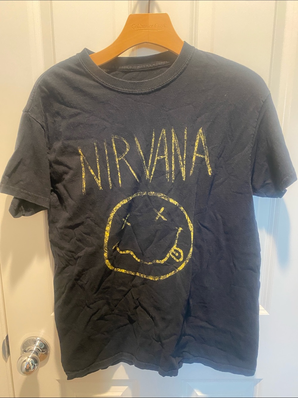 NIRVANA Black Tee with Yellow Smiley Logo